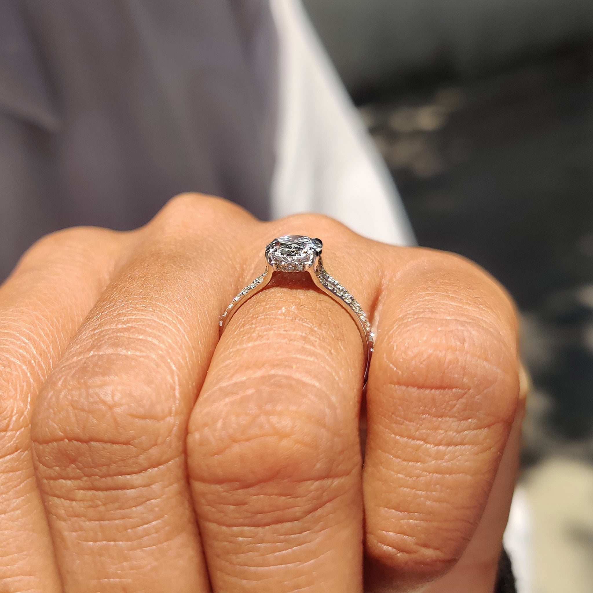 Oval Ring with Split Shank Pave