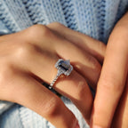 Blue Emerald Cut Engagement Ring In Muse Style