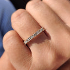 Round And Baguette Diamond Wedding Band In Half Eternity Style