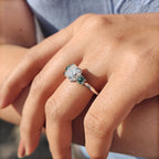 Cushion Cut Moissanite Ring Three Stone Ring