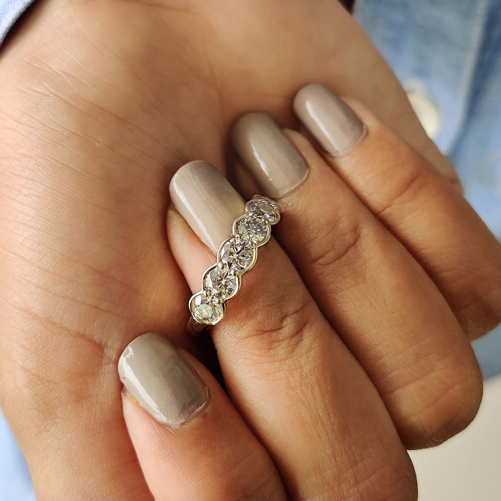 Half Eternity Bezel Set Wedding Band