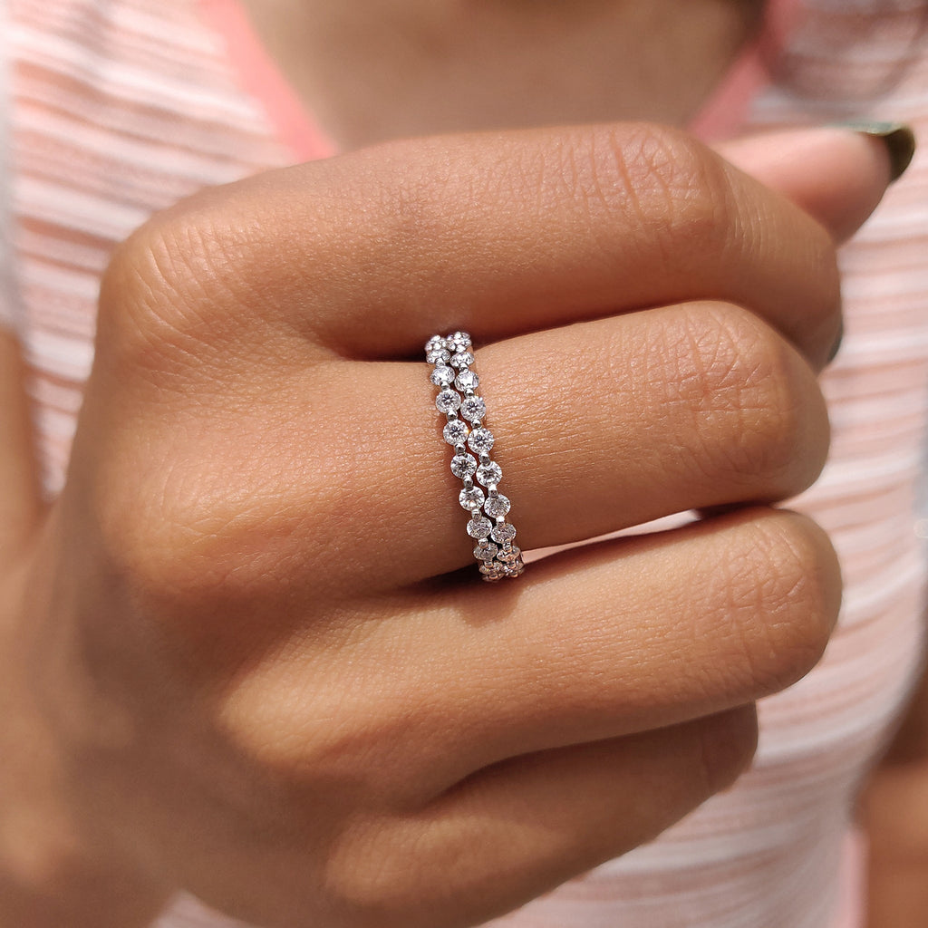 White Gold Band - 3/4 Eternity Style