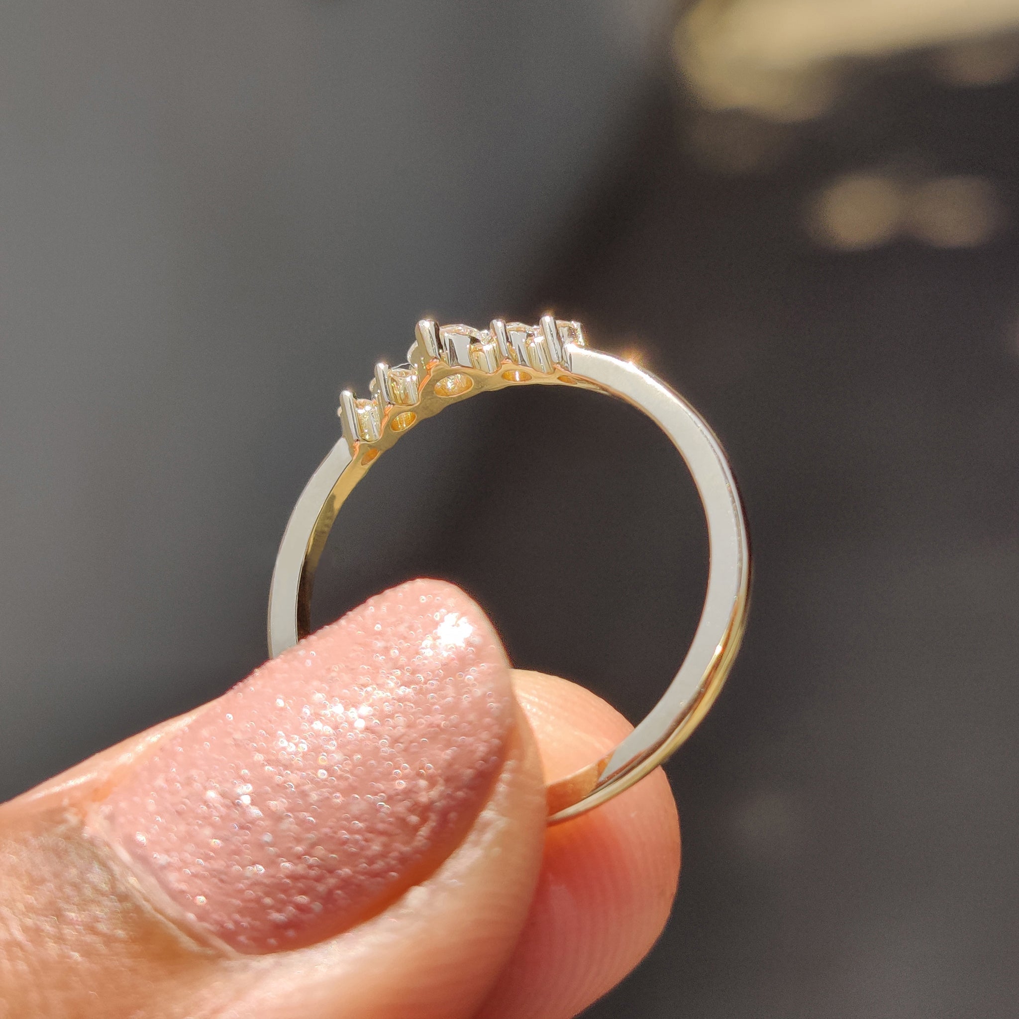 5 Stone Wedding Band - Round Diamonds Secondary image
