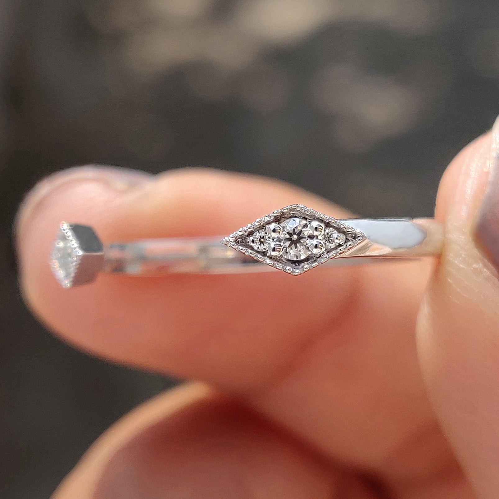 White Gold Open Ring In Round Cut Moissanite