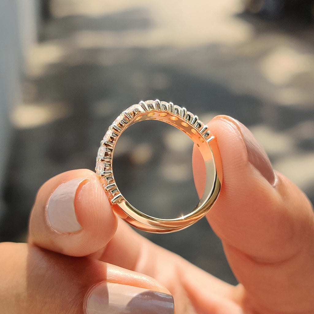 Half Eternity Wedding Band - Double Row  Style