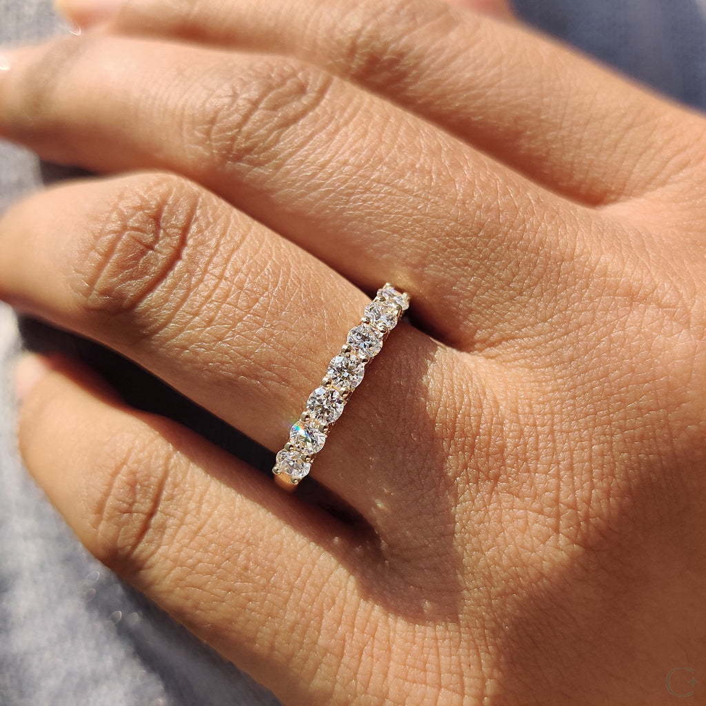 Round Cut Wedding Band In Half Eternity Style