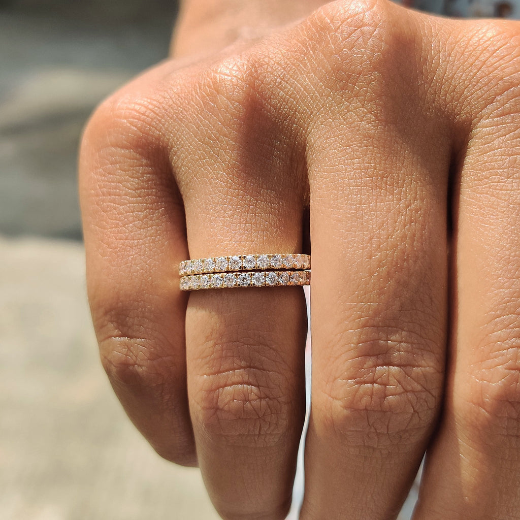 Moissanite Half Eternity Band In Round Cut For Women