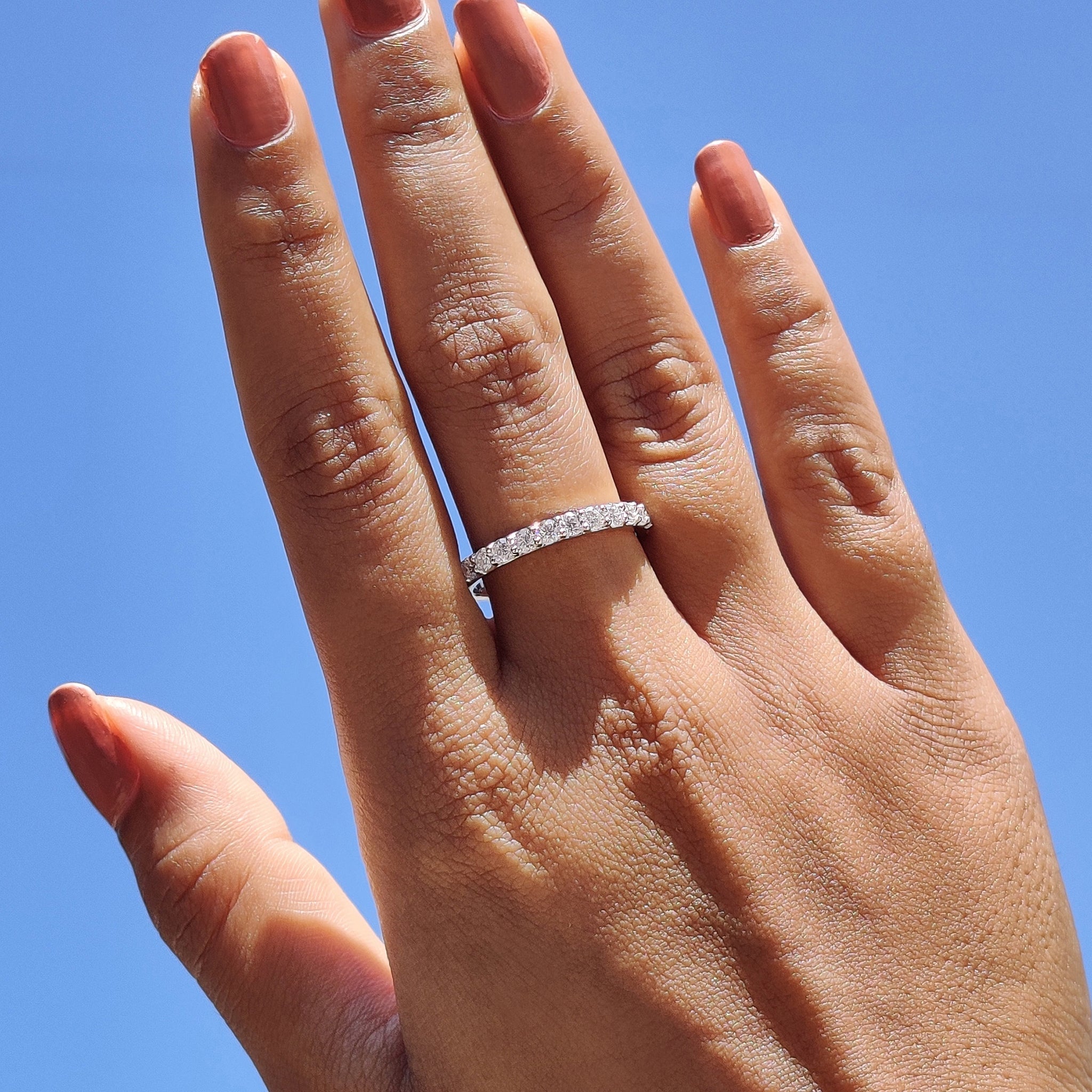 Round Cut Moissanite Eternity Band