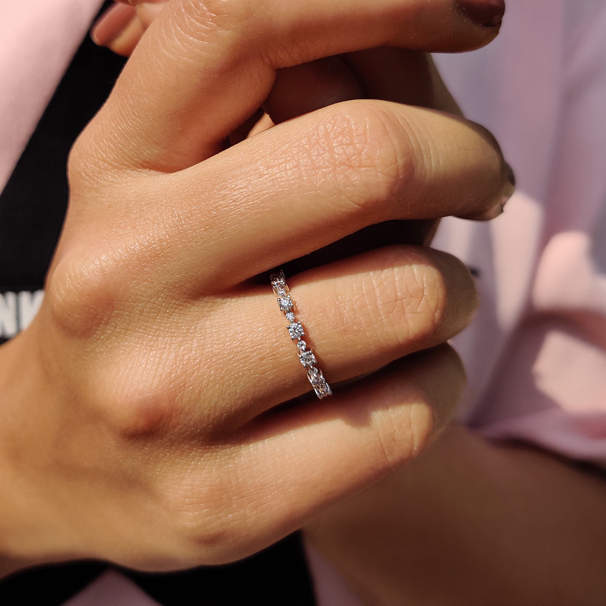 Moissanite Eternity Band With Round Cut Stones