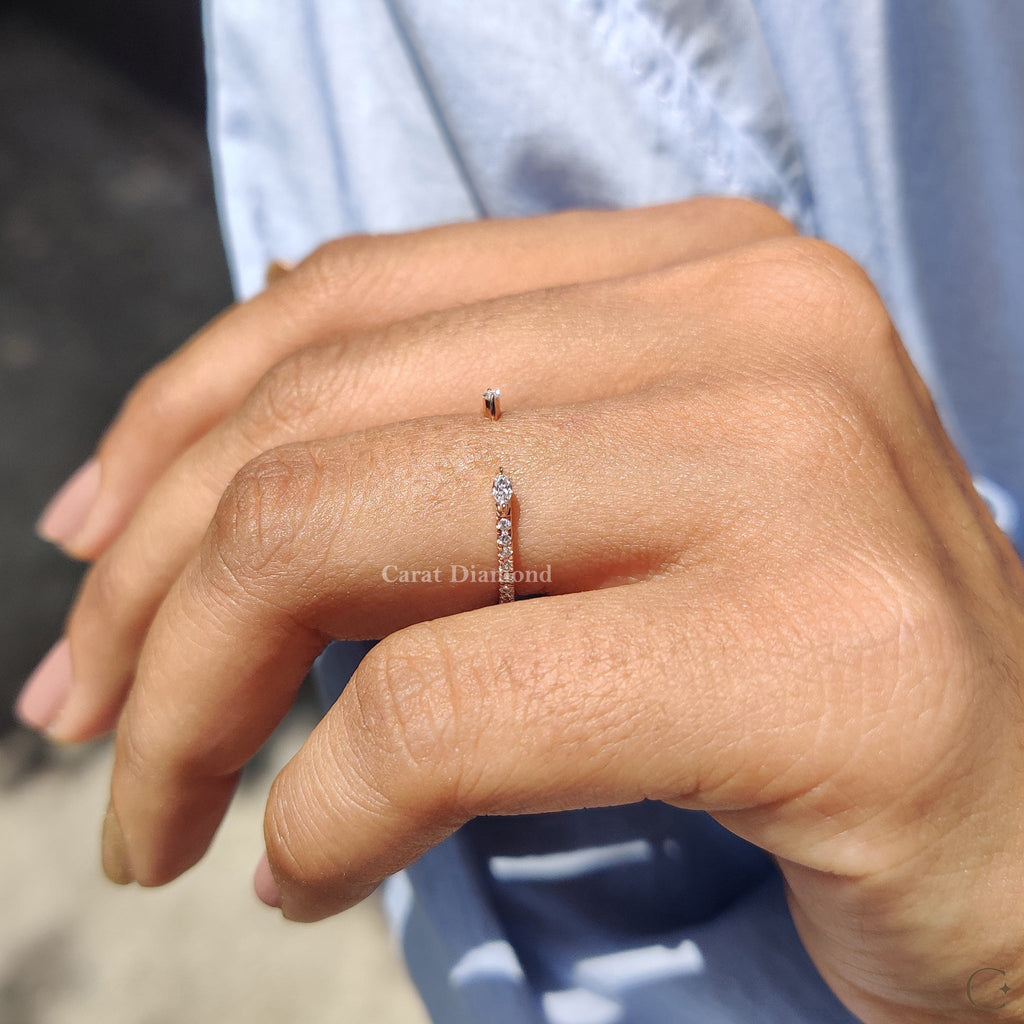 Open Gap Wedding Band With Marquise And  Round Diamond
