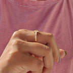 Round Moissanite Wedding Band In Open Gap Setting