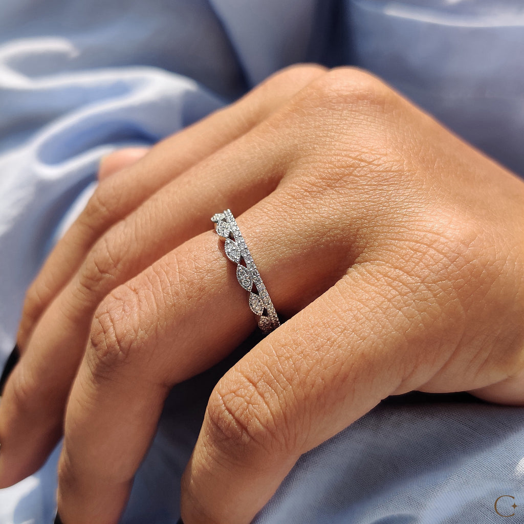 Double Row Diamond Band with Round Cut Sparkle