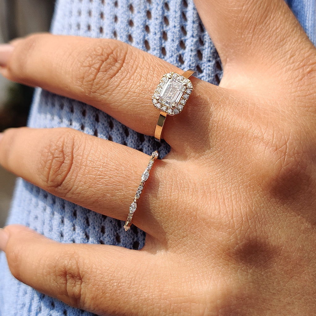 White Gold Marquise And Round Diamond Band