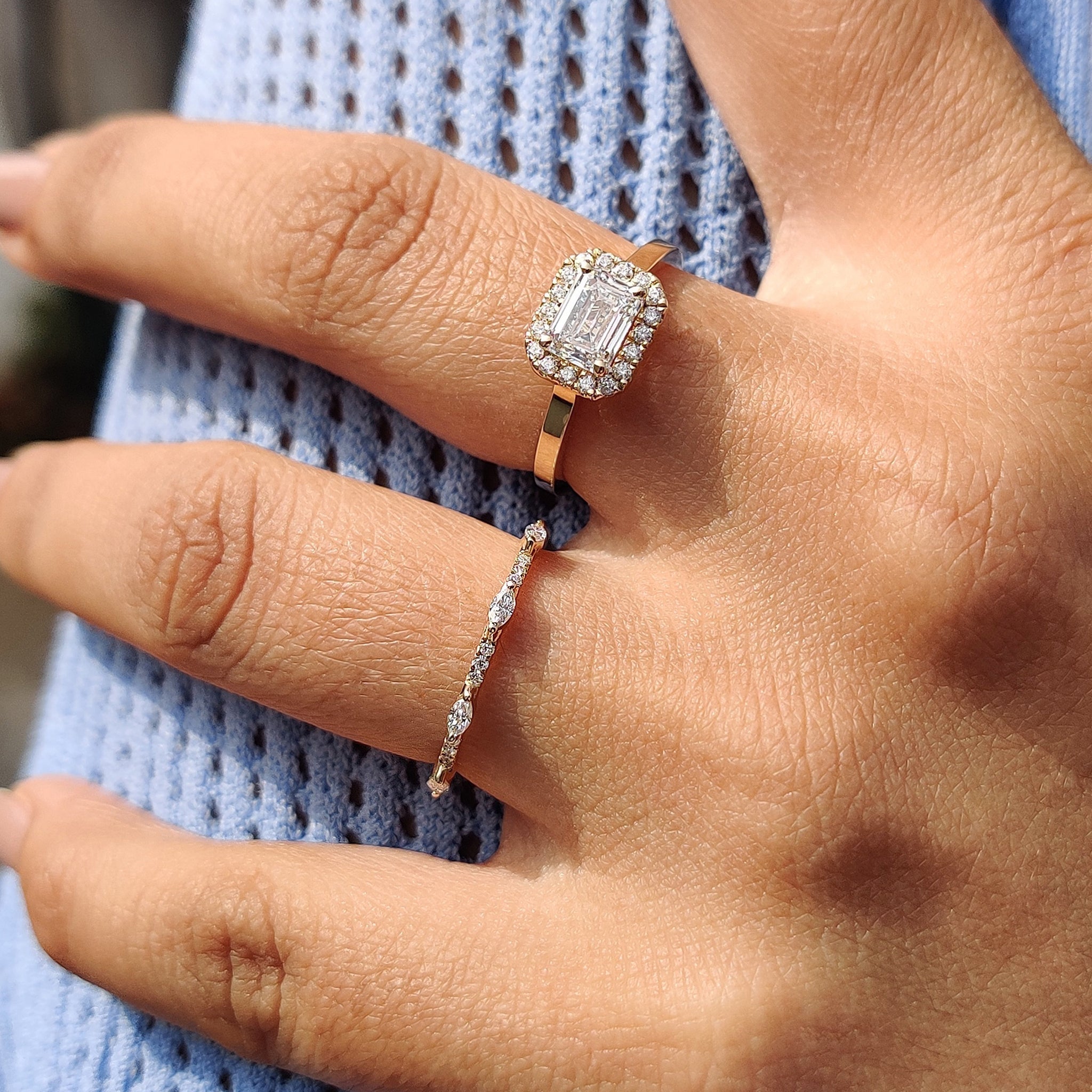 White Gold Marquise And Round Diamond Band