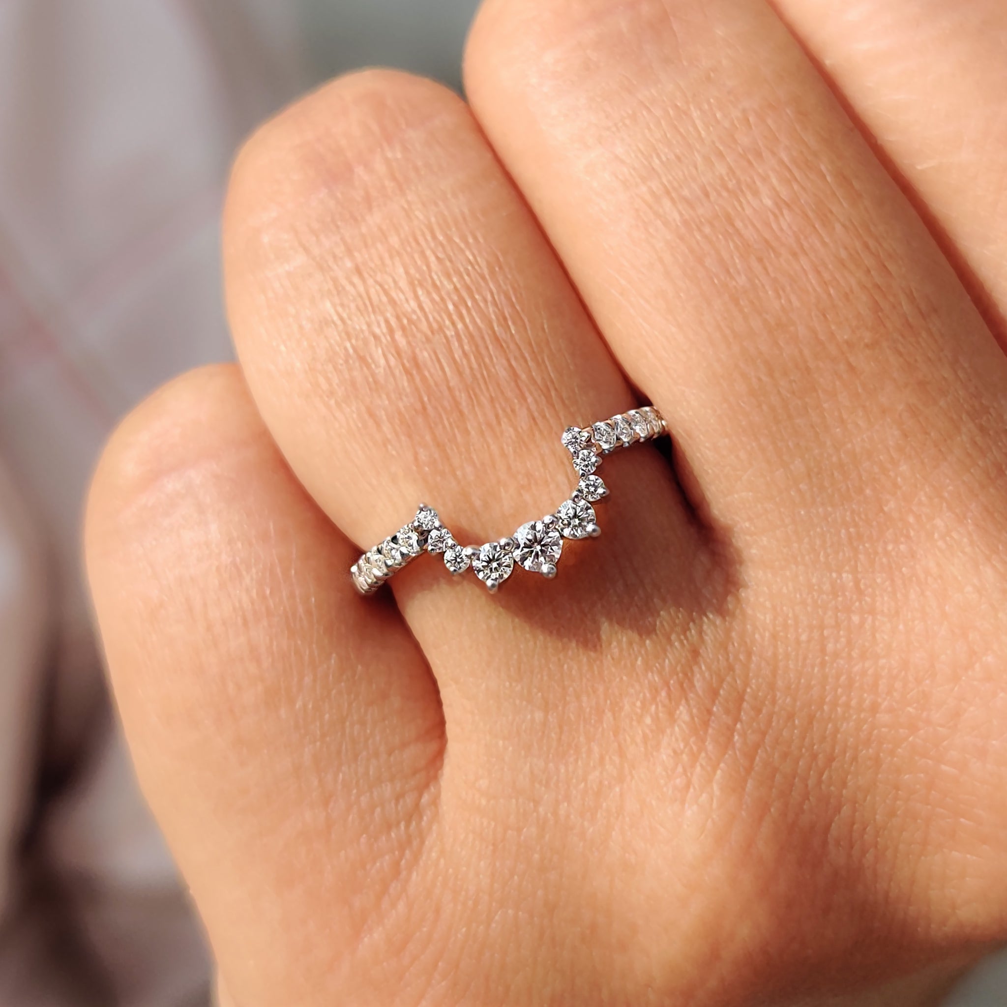 Round Cut Tiara Wedding Band With crown Style