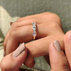 Five Stone Wedding Band In Oval Cut Moissanite