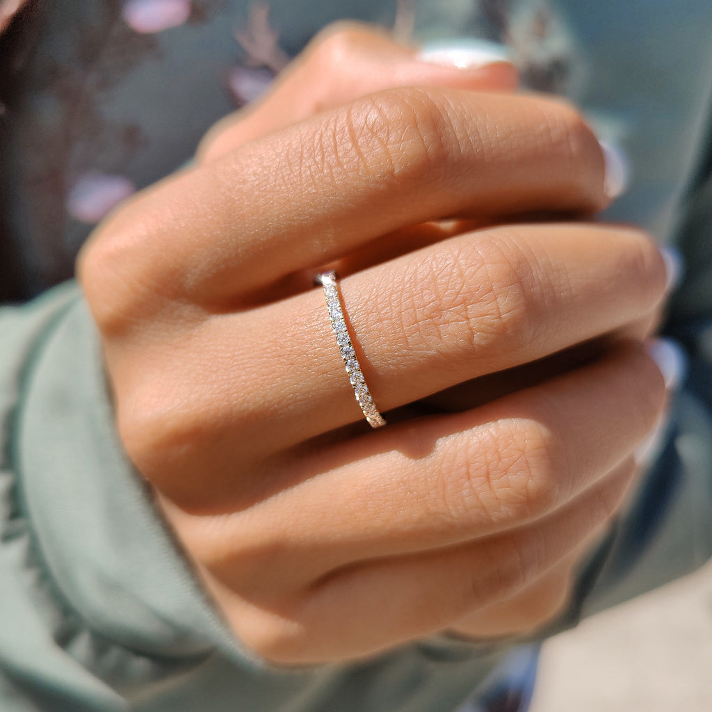 Round Moissanite With Yellow Gold Eternity Band