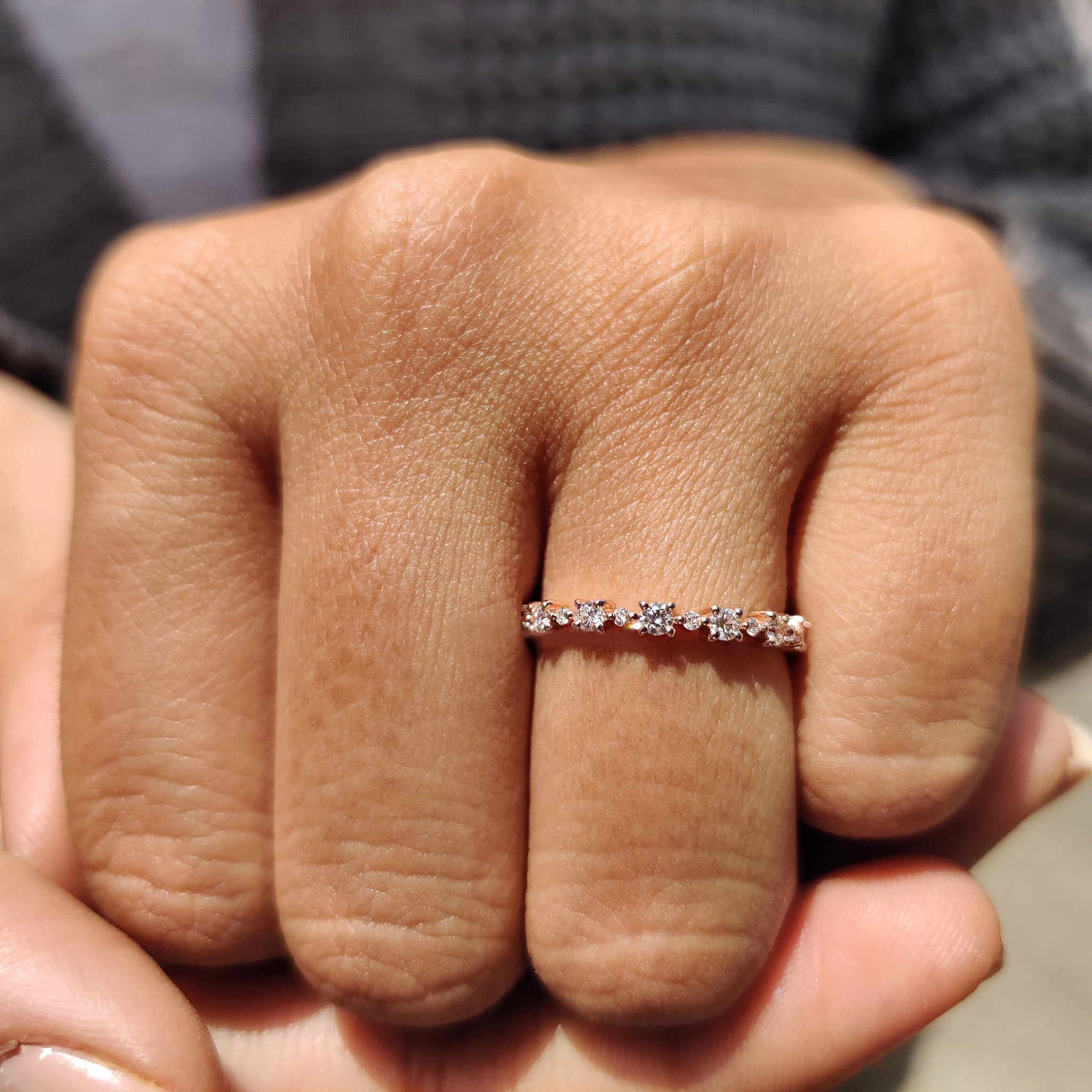 Round Cut Diamond Eternity Rose Gold Wedding Band