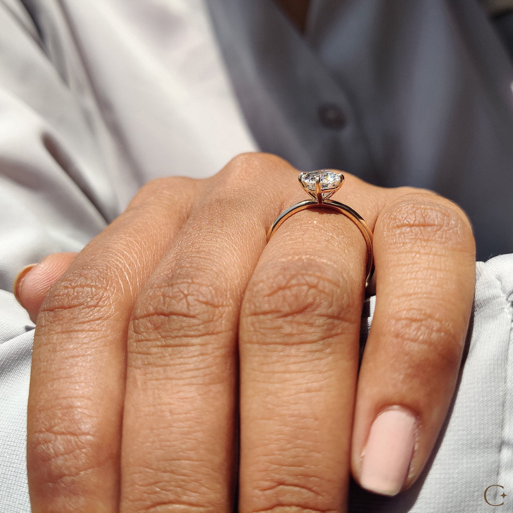 Oval Solitaire Diamond Ring With Compass Prong