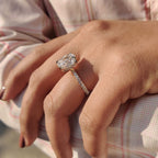 Cushion Cut Engagement Ring With Hidden Halo Setting