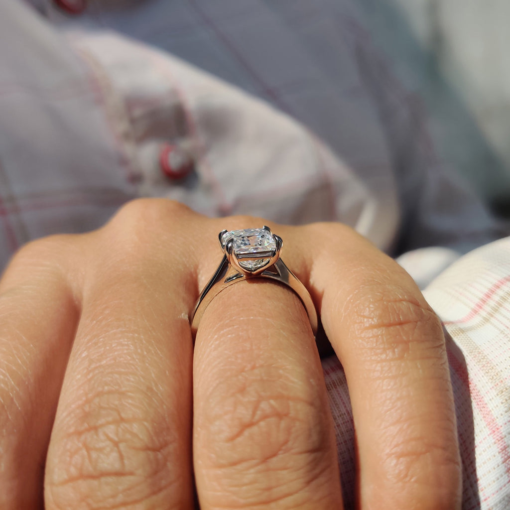 Princess Cut Solitaire Ring in a Cathedral Setting