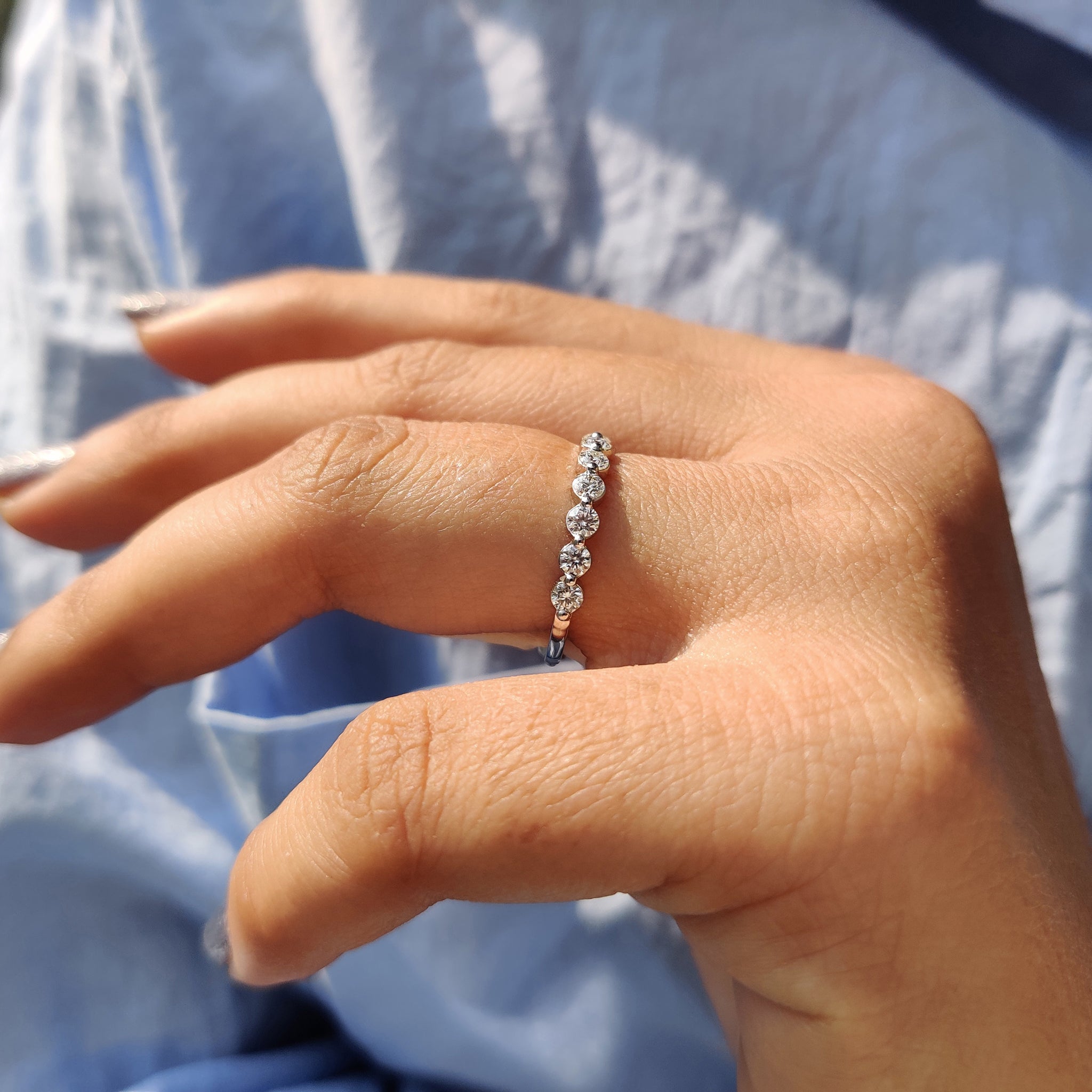 Half Eternity Round cut wedding band