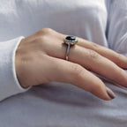 Tapered Shank Black Oval Engagement Ring