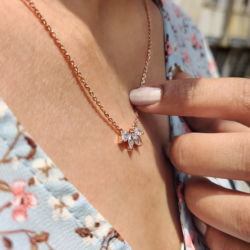 Arc Marquise Moissanite Pendant In Four Stone Design