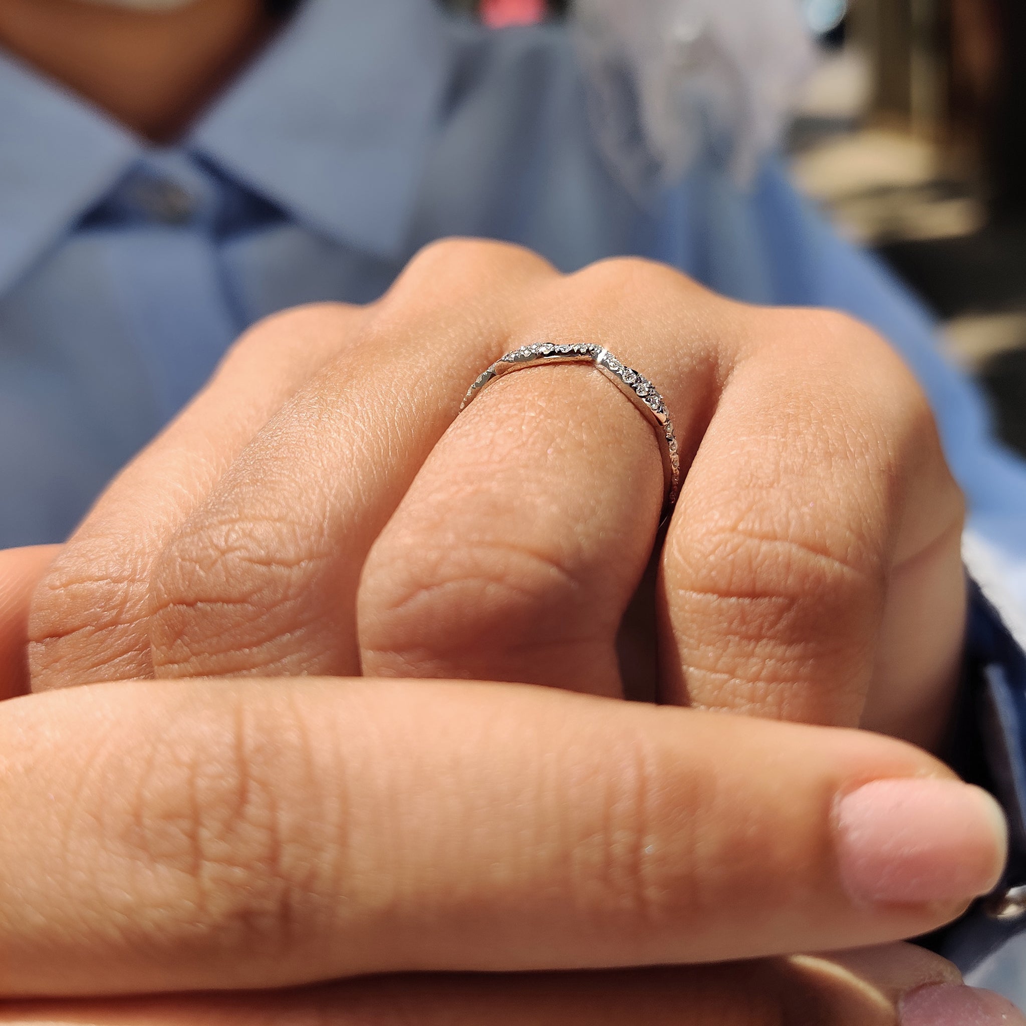 Round Cut Vintage Style Chevron Wedding Band
