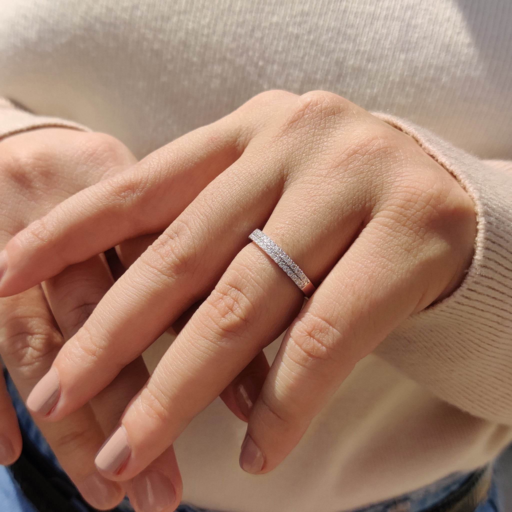 Round Cut Band In Half Eternity Setting