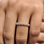 Simple Gold Wedding Band With Round Cut Moissanite