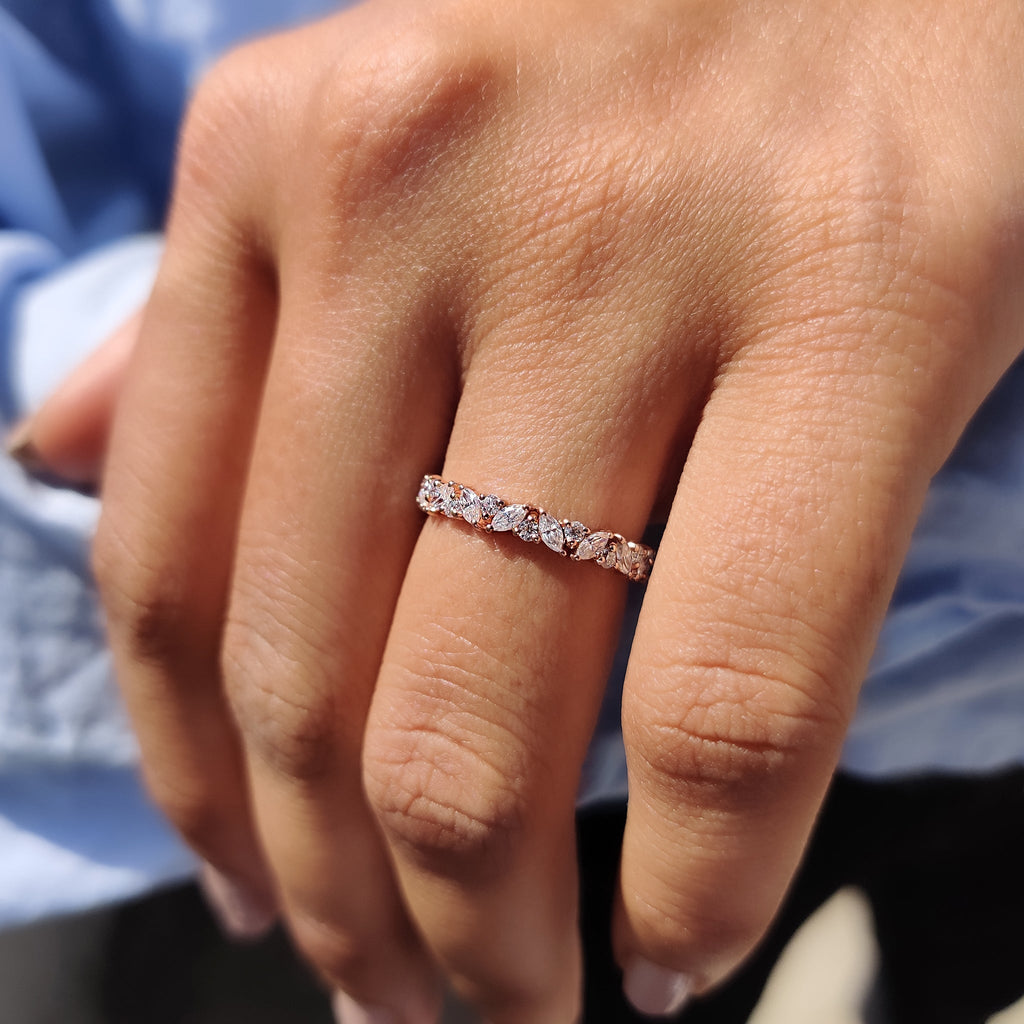 Marquise Cut Wedding Band In Full Eternity Style