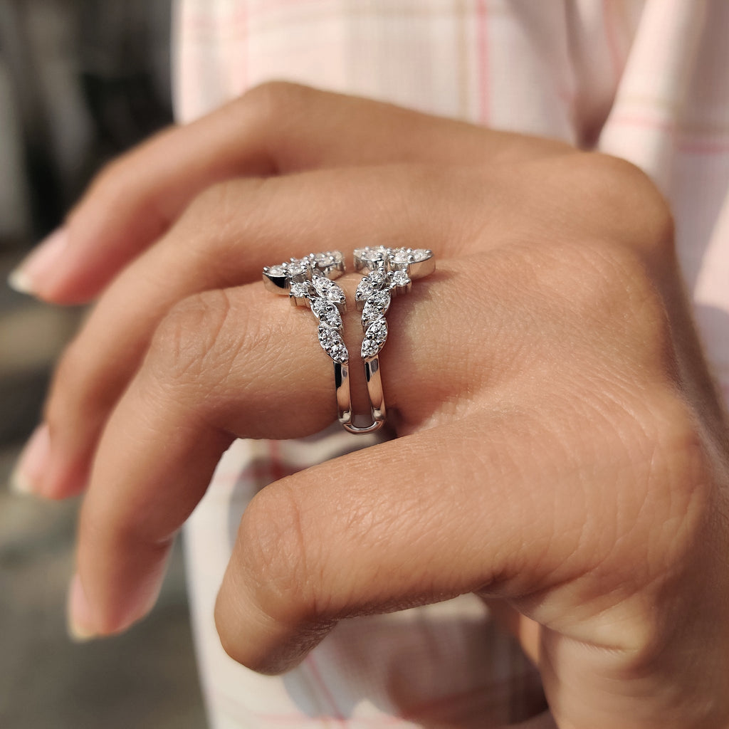 Round Cut Wrap Guard Ring Enhancer Wedding Band