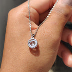 Round Cut Halo Pendant Featuring For Women