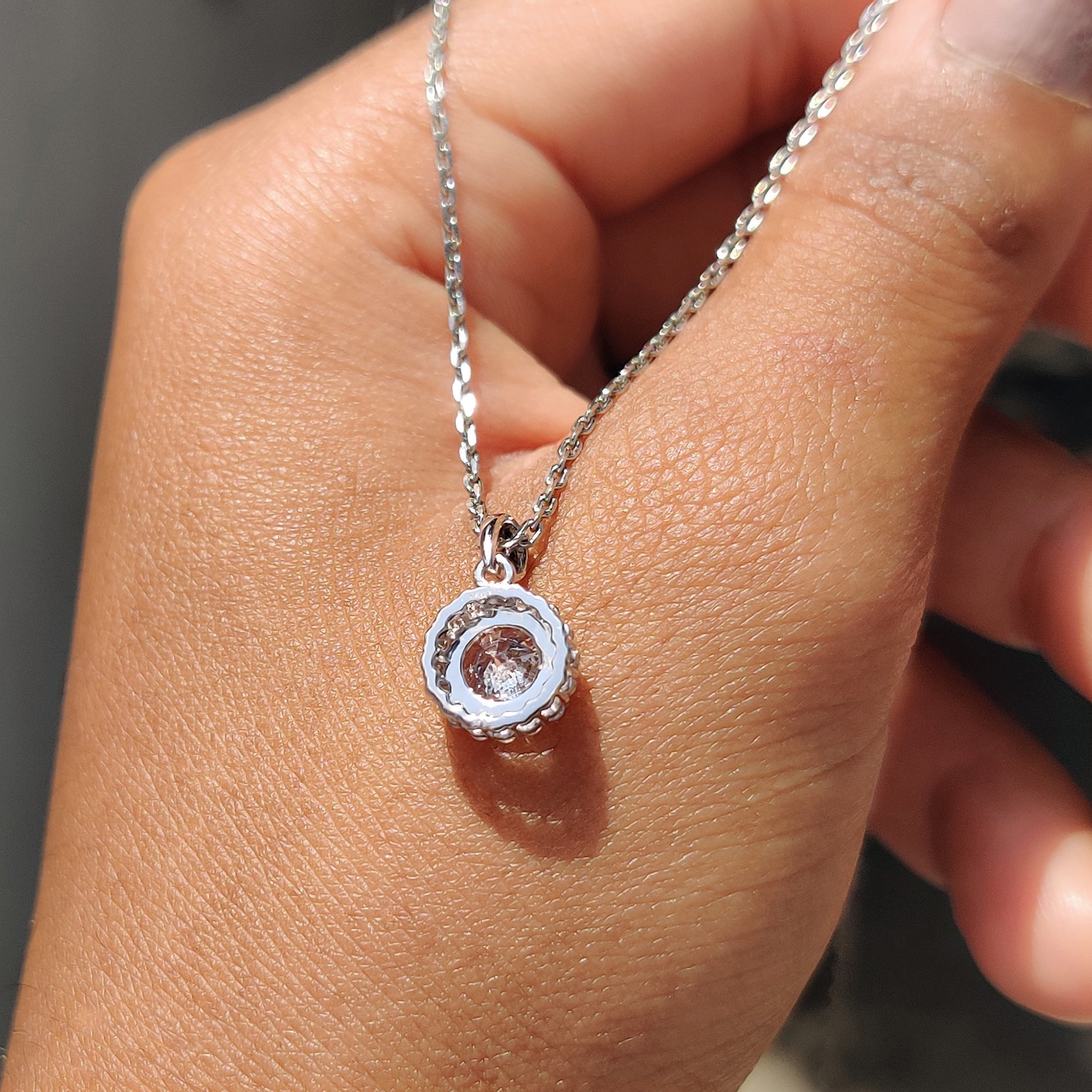 Round Cut Halo Pendant Featuring For Women