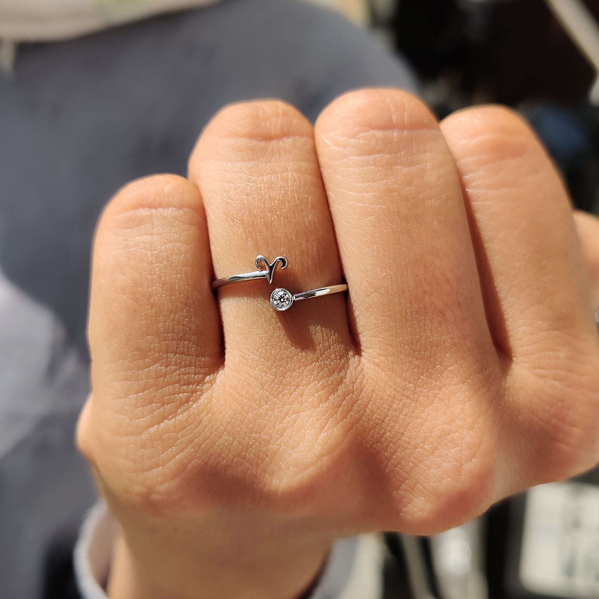 Round Moissanite Band With Aries Zodiac Symbol