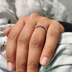 Curved Wedding Band With Marquise And Baguette Stone