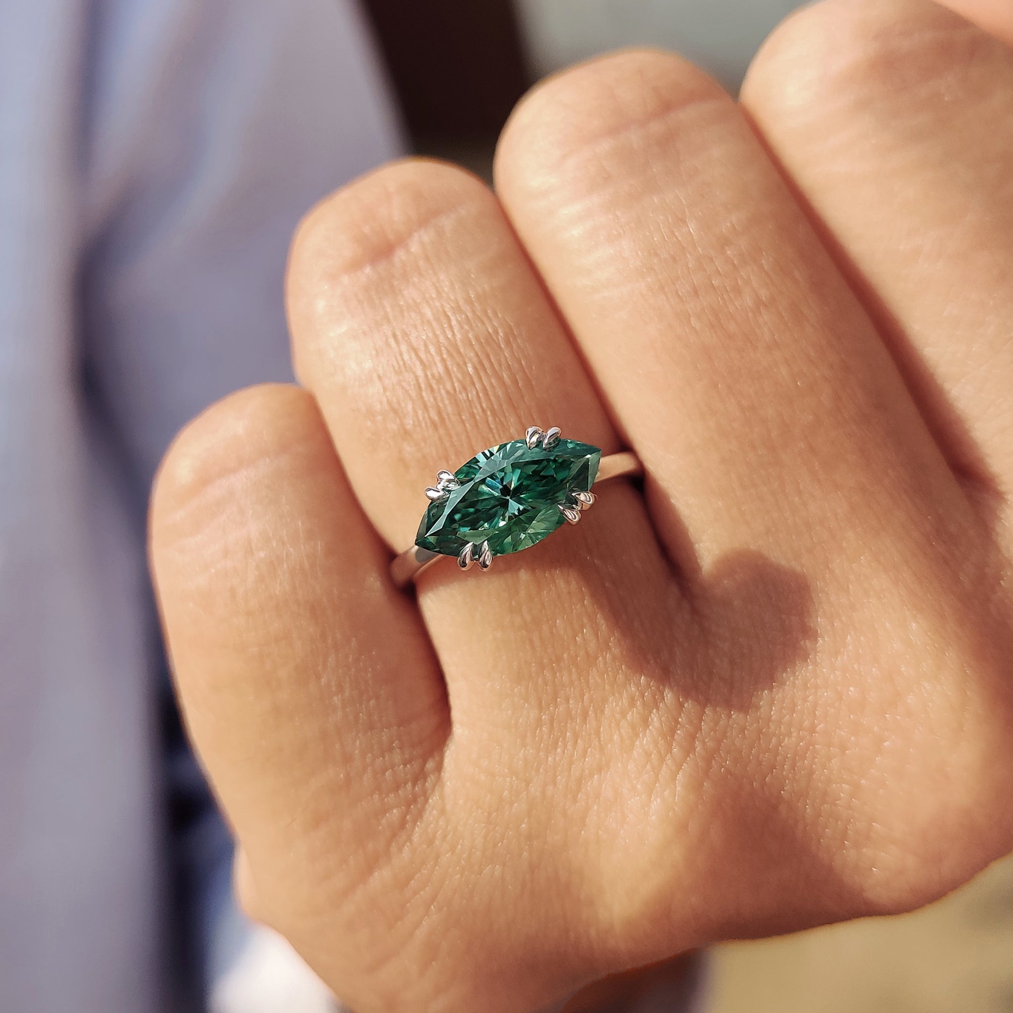 Green Marquise Ring With Solitaire Style