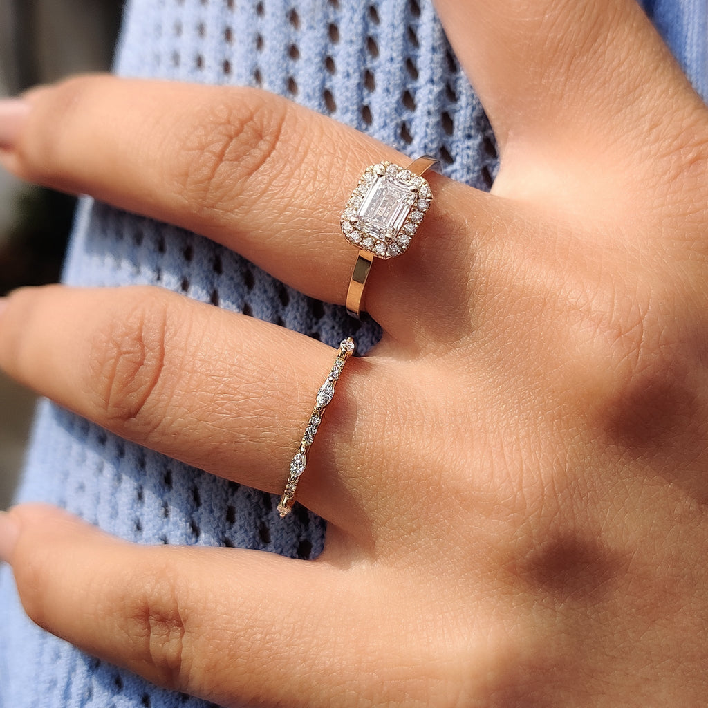 Marquise And Round Diamond Wedding Band In Half Eternity