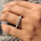Diamond Eternity Band White Gold With Emerald and Round Cut