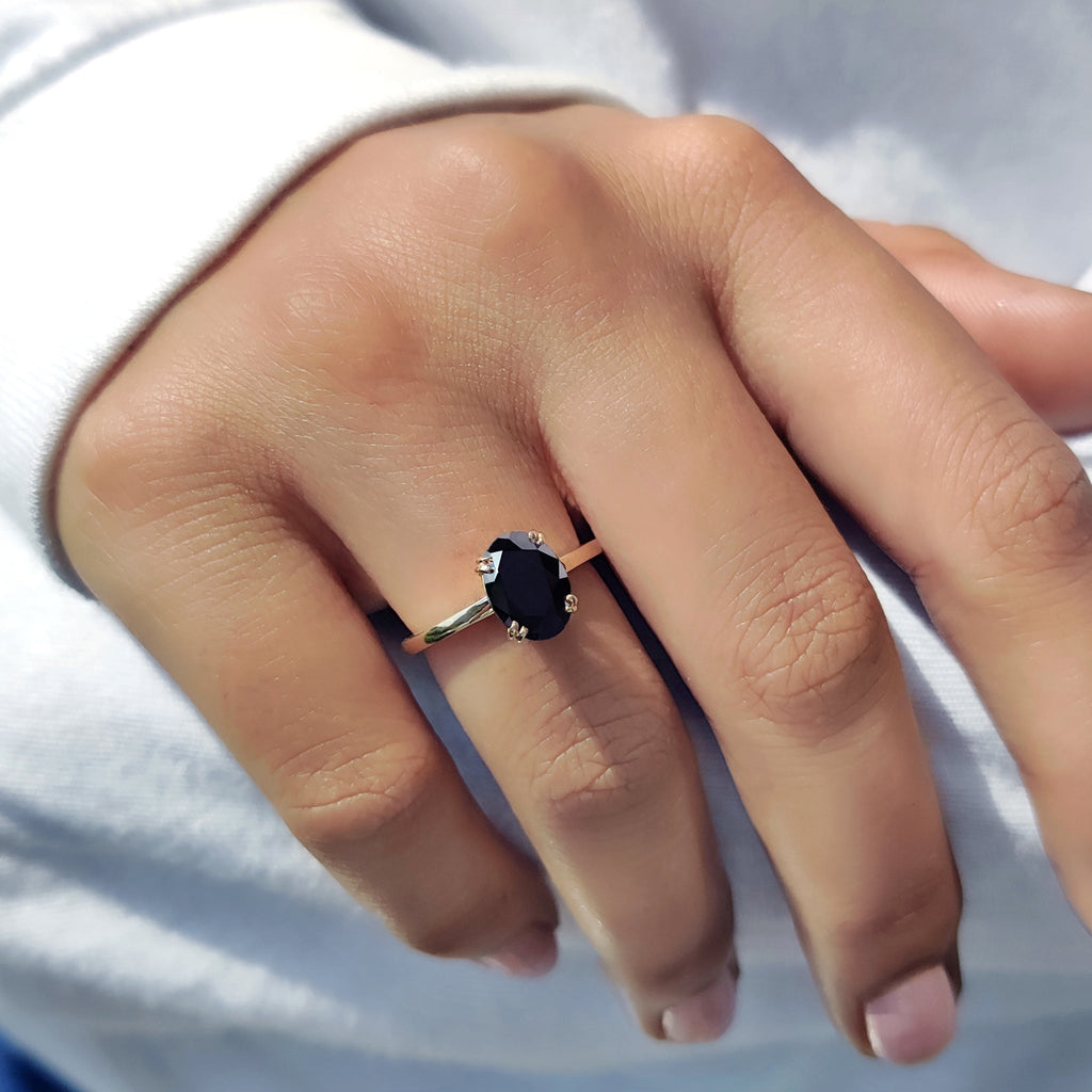 Double Prong Back Oval Cut Engagement Ring