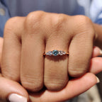 Cyan Blue Round Cut 5 Stone Engagement Ring