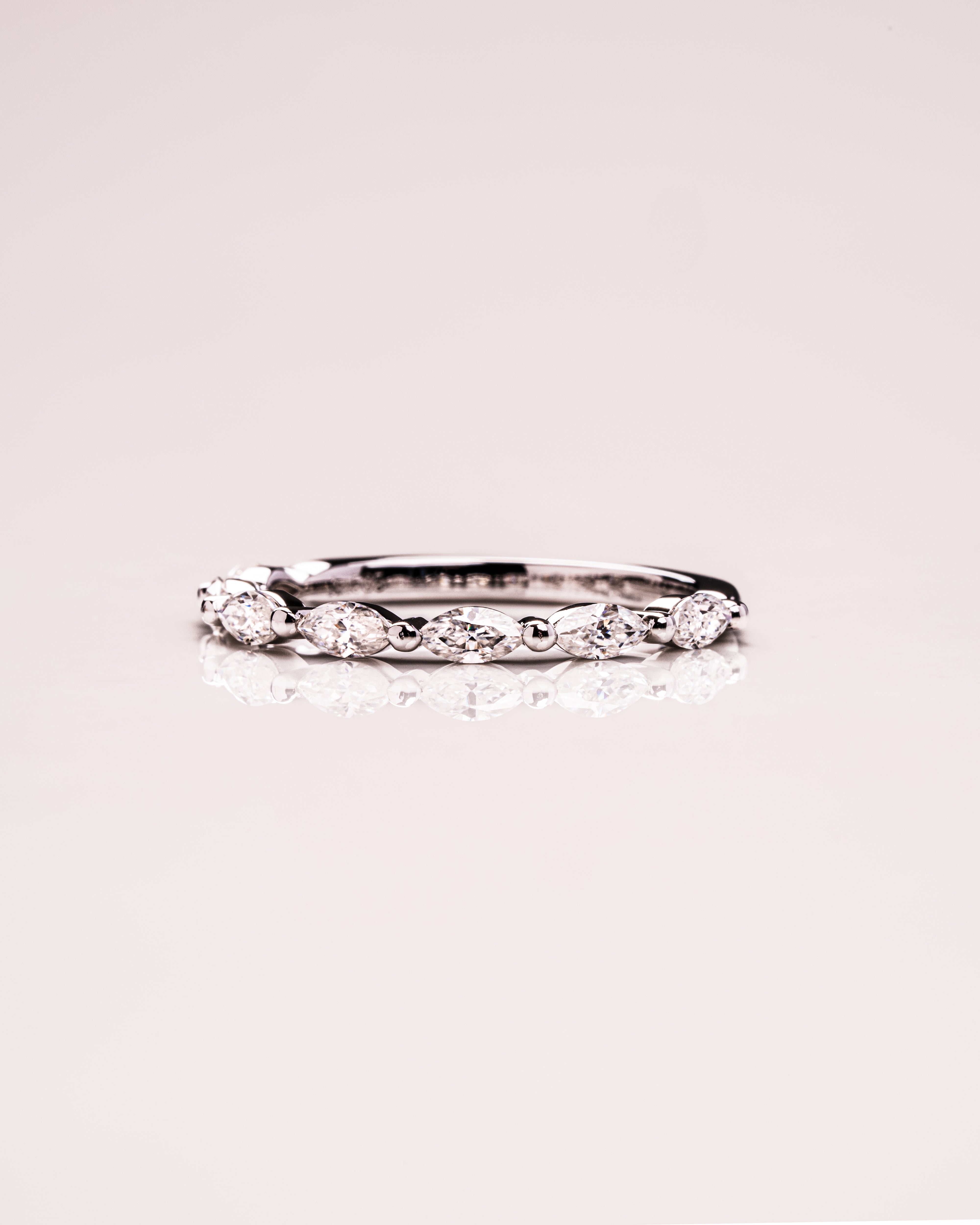 0.70 TCW Marquise Moissanite Half Eternity Wedding Band Main image