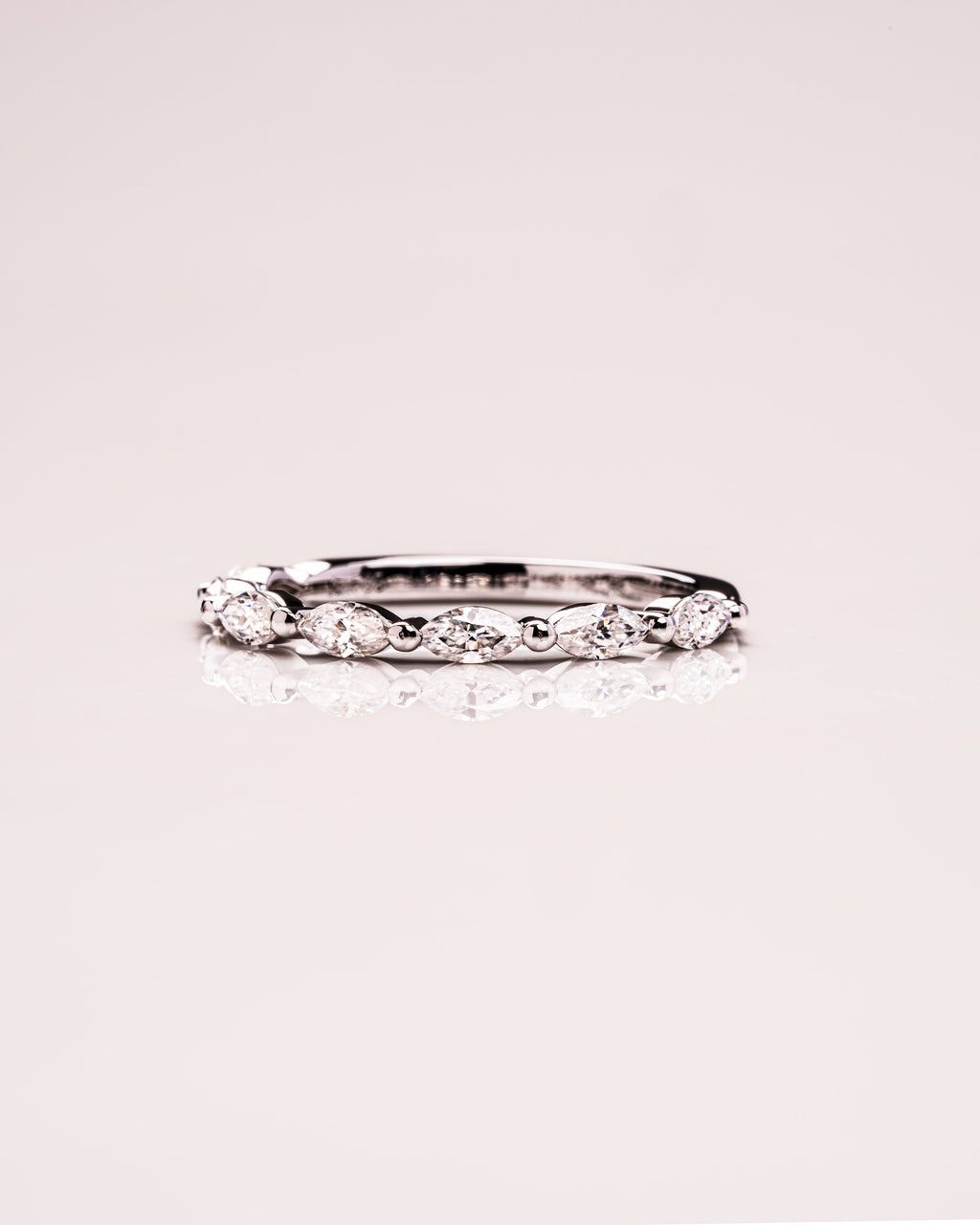 0.70 TCW Marquise Moissanite Half Eternity Wedding Band