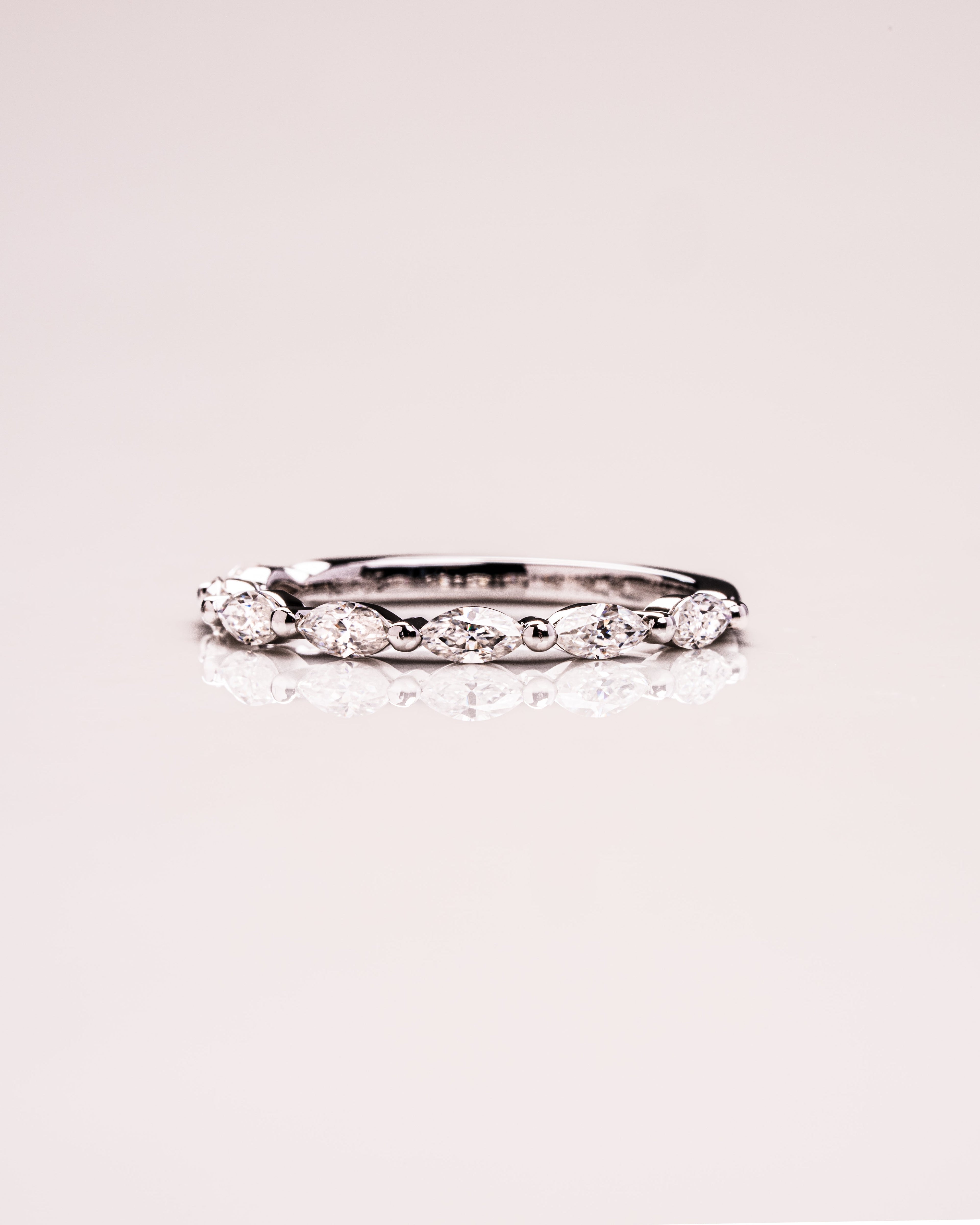 0.70 TCW Marquise Moissanite Half Eternity Wedding Band