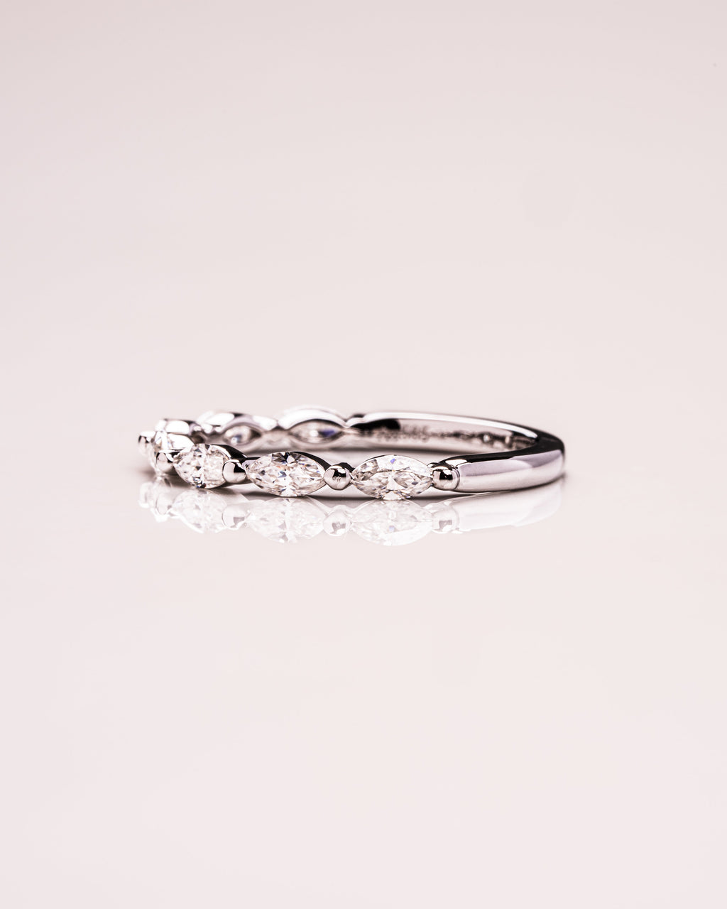 0.70 TCW Marquise Moissanite Half Eternity Wedding Band