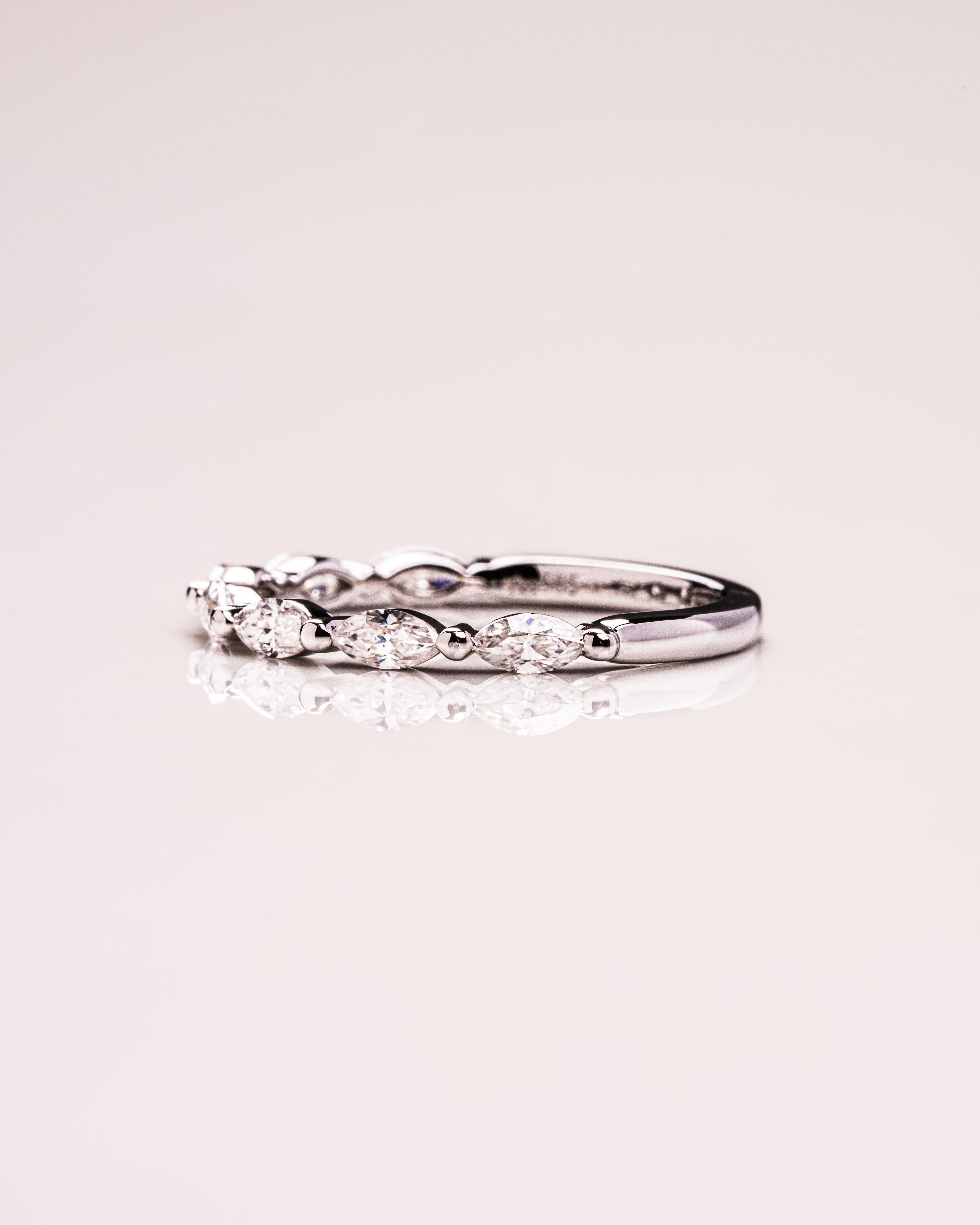 0.70 TCW Marquise Moissanite Half Eternity Wedding Band