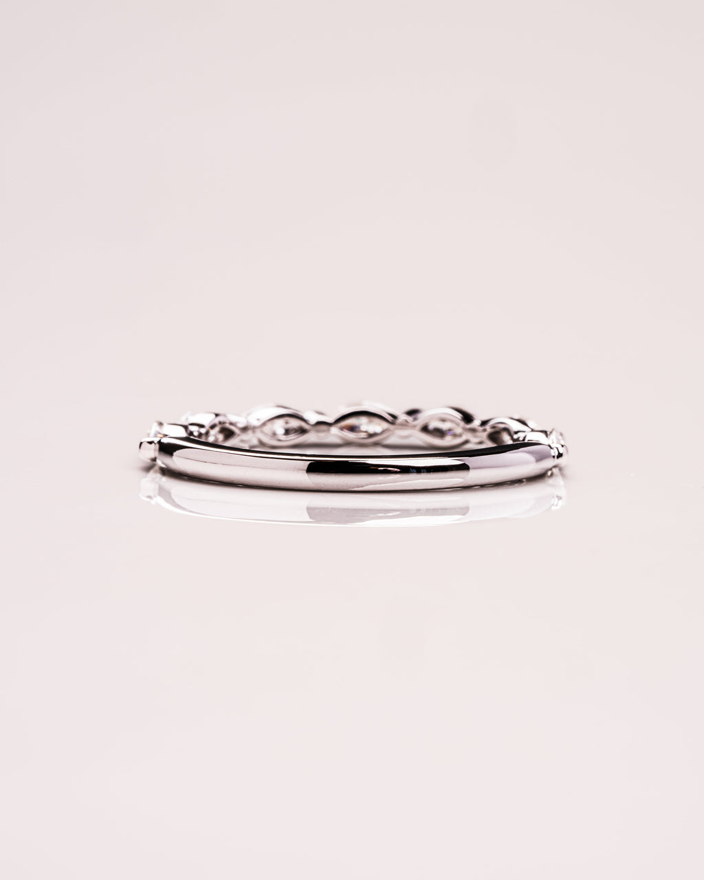 0.70 TCW Marquise Moissanite Half Eternity Wedding Band