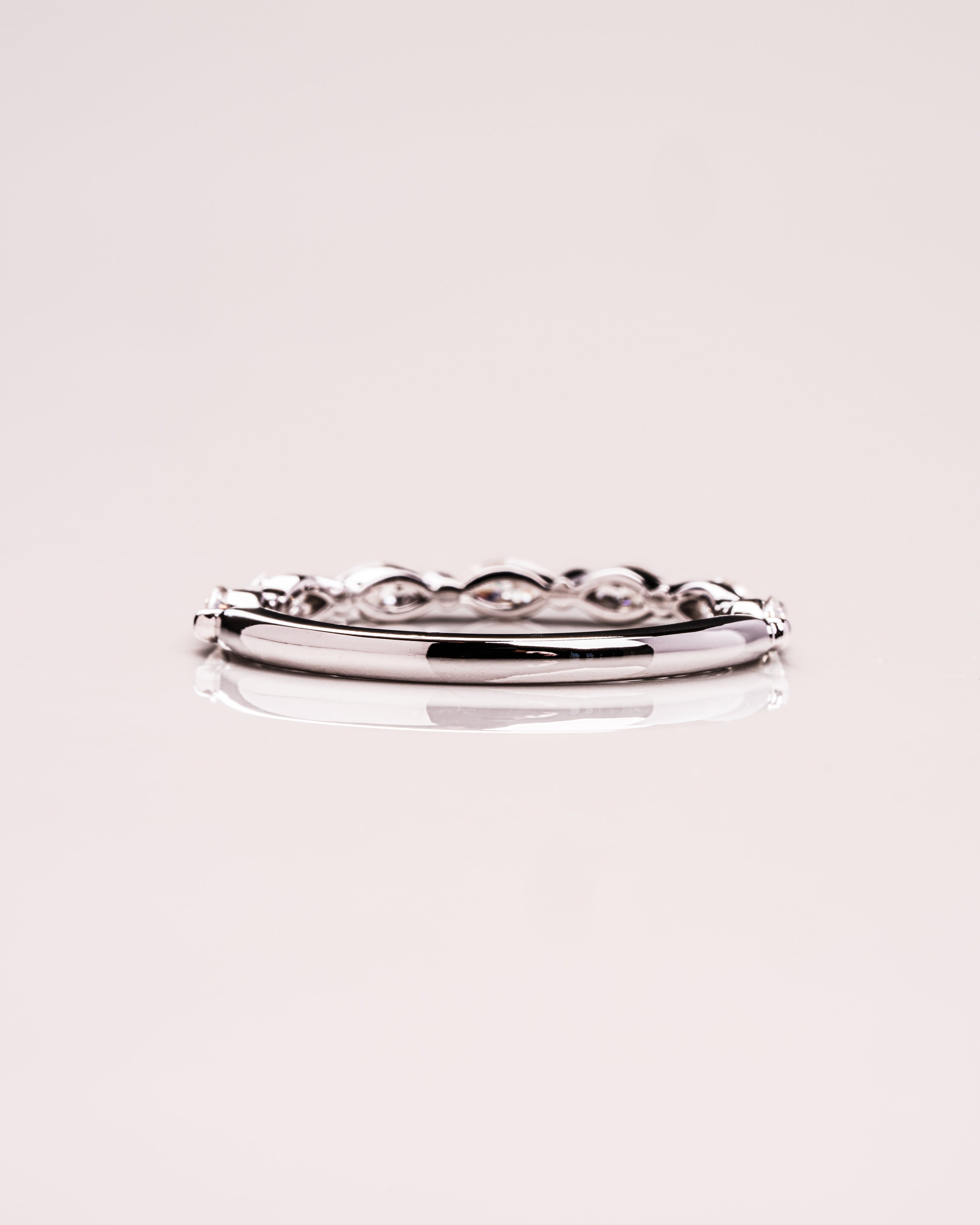 0.70 TCW Marquise Moissanite Half Eternity Wedding Band
