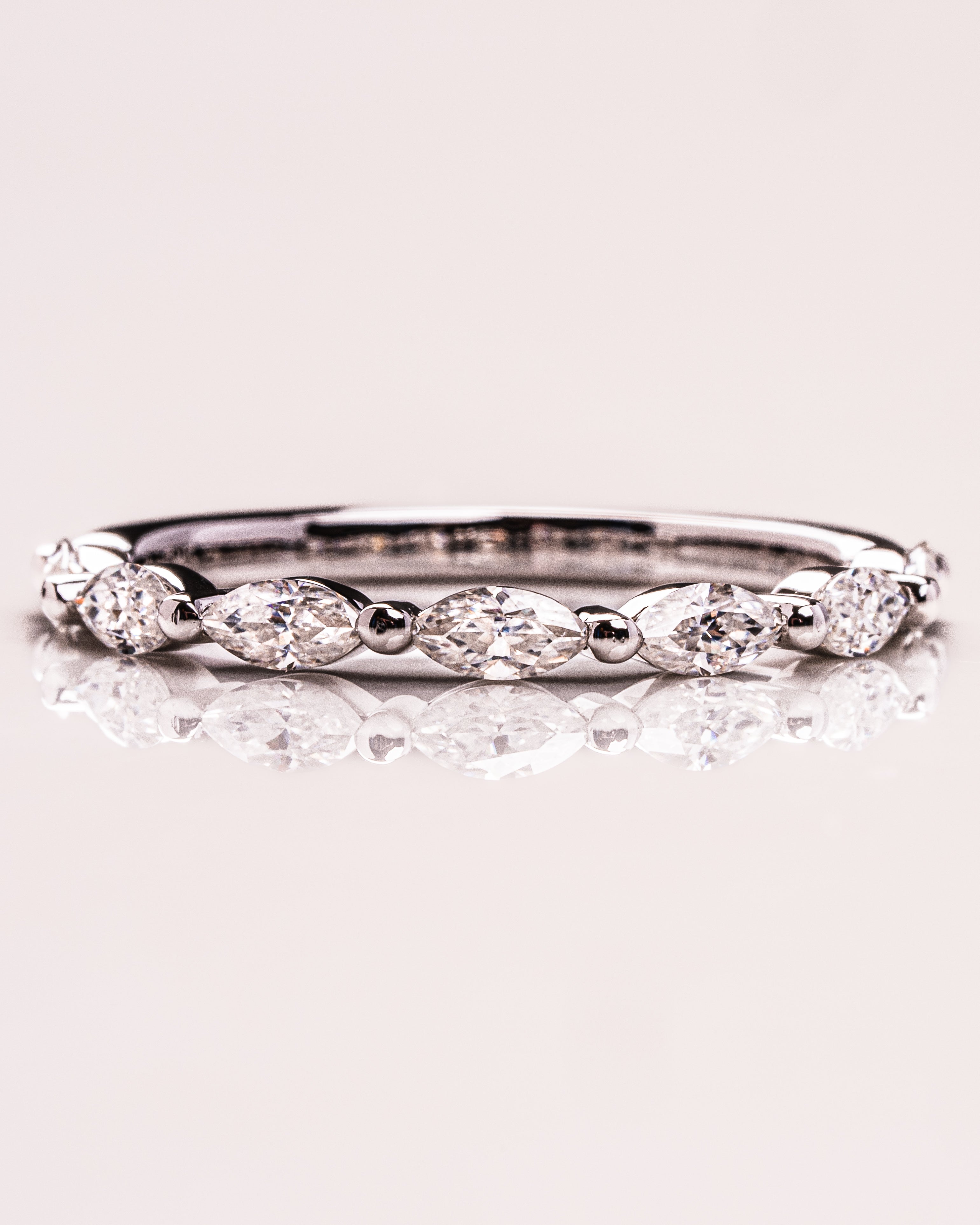 0.70 TCW Marquise Moissanite Half Eternity Wedding Band Secondary image